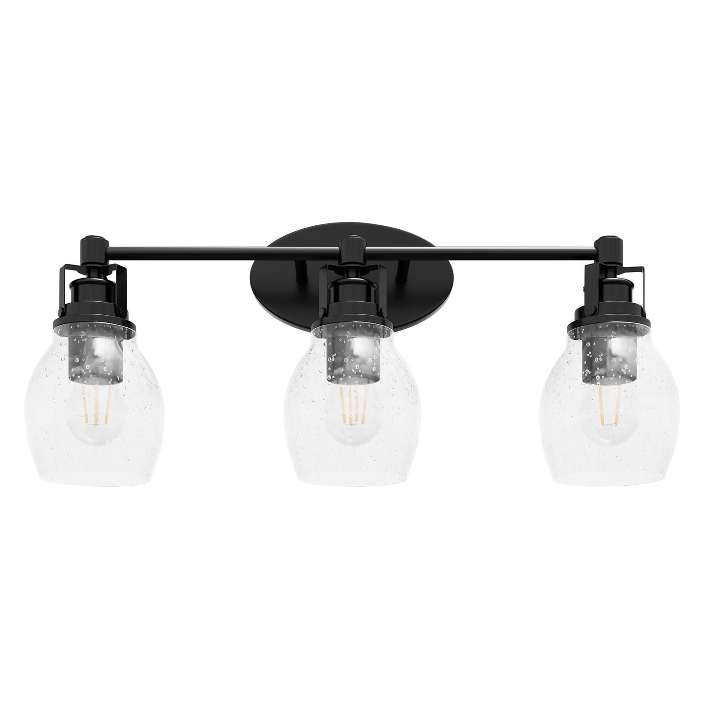 Aiwen 3-Light Black Vanity Light Wall Sconce with Clear Glass Shade, Farmhouse Bathroom Indoor/Outdoor Wall Lamp