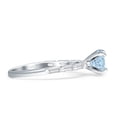thumbnail image 5 of Petite Round Solitaire Ring Baguette Aquamarine Cubic Zirconia White Tone 925 Sterling Silver, Size 8, 5 of 7