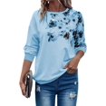 thumbnail image 3 of Camiseta de manga larga para mujer con cuello redondo y sudadera casual 2023 Otoño Invierno Sudaderas con estampado floral, 3 of 5
