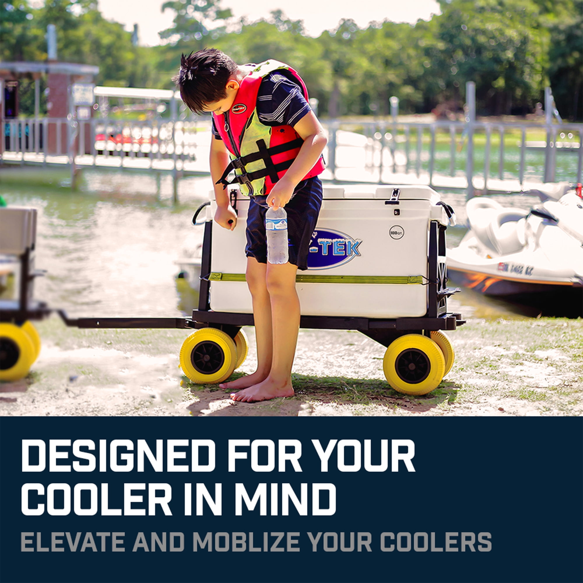 Mighty Max Cart Cooler Caddy & Fishing Cart-Yellow 