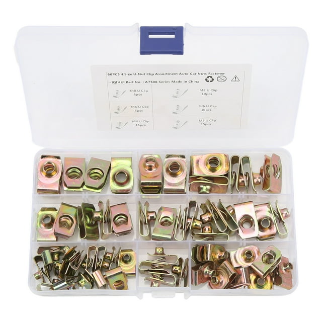 U Clip, 60Pcs Durable U Nuts Clamp Set M4 M5 M6 M8 For Automotive