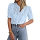 thumbnail image 1 of Blusa PRETTYGARDEN de encaje de manga corta para mujer, azul claro, 1 of 6