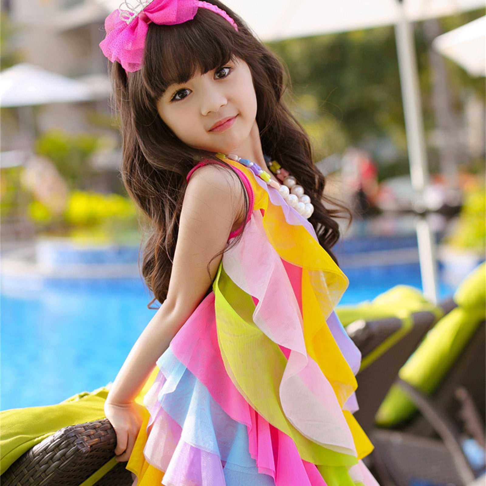 nsendm Girls Dress Big Kid Clothes Girls Dress Bright Kids Toddler Baby Girls Spring Summer Colorful Cotton Sleeveless Holiday Baby Girl