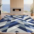 thumbnail image 2 of Design&I 8'x10' Washable Area Rug Recycled Blocks Herringbone Abstract Mosaic Stripe Mold Navy for Dining Room, Large Office, Lounge, Snag-Free, 2 of 7
