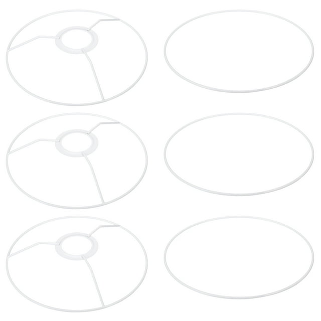 Marco de Anillo de Pantalla de Lámpara de Hierro Blanco de 8" E26 E27 con Adaptador Europeo 3 Pcs Soporte de Pantalla de Lámpara