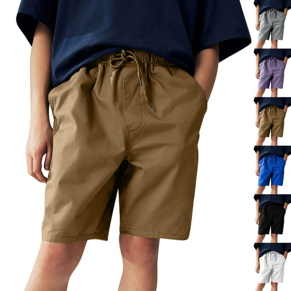 NAISIBABY Boys Bermuda Shorts Size 6, Summer Fashion Active Fit Drawstring Kids Casual Shorts with Pockets Khaki(3-13T)