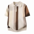 thumbnail image 4 of VgaVtl Men Polo Shirt Summer Big and Tall Short Sleeve Zipper Striped Knit Collared Mens Tops Casual, 4 of 4