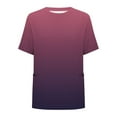 thumbnail image 3 of ZQGJB Plus Size Womens Ombre T-Shirts Loose Fit Casual Tie Dye Gradient Print Short Sleeve Crewneck Tunic Blouse Loose Oversized Baggy Tshirt Tops with Pockets Wine L, 3 of 4