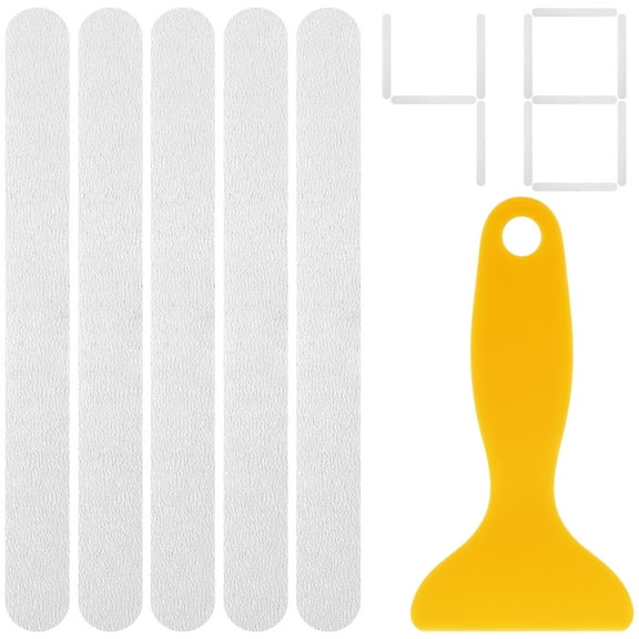 Pcapzz 48Pcs Non-Slip Bathtub Stickers Waterproof Safety Shower Stickers with Scraper Reusable Stripe Anti-Skid Bathtub Tape Adhesive Decal for Bath Stairs