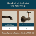 thumbnail image 4 of Industrial Aluminum 1.5 Inch Round Ada Complete Indoor/outdoor Straight Handrail Grab Bar Kit, Returns To Wall, 2 Foot Handrail, Bronze/Black, 4 of 4