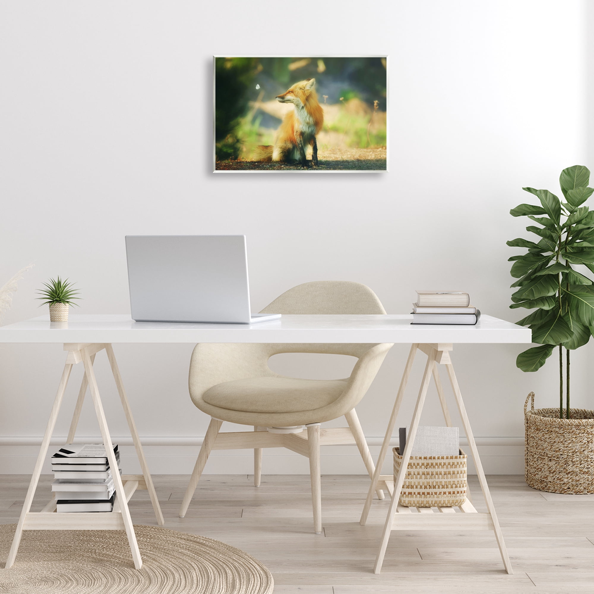 Stupell Industries Fox Kit & Butterfly Animals & Insects Photography Unframed Art Print Wall Art, 19 x 13