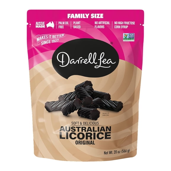 Darrell Lea Australian Licorice Big Bag, Original Black Flavor, Soft & Chewy Delicious Candy, 20 Ounce Bag (Pack of 1)