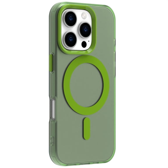 Magnetic Case for iPhone 16 Pro, Compatible with MagSafe, Military Grade Drop Protection, Slim Matte Translucent Hard PC Back with Soft TPU Bumper Anti-Scratch Phone Cover,Green