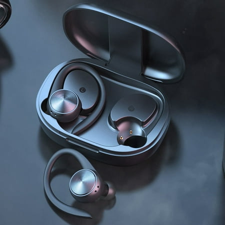 Pluokvzr Waterproof Earbuds Ear Hooks w/500mAh Charging Case 20Hrs Playing Time Earphones