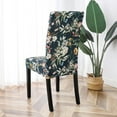 thumbnail image 3 of Chair Covers for Dining Room Set of 4, Spandex Stretch Dining Room Chair Cover, Removable Washable Kitchen Parsons Chair Covers Seat Slipcovers, Floral, Black, 3 of 6