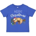 thumbnail image 3 of Inktastic Merry Christmas Cute Sloth with Santa Hat and Lights Boys or Girls Toddler T-Shirt, 3 of 5
