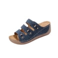thumbnail image 3 of Rvasteizo Womens Wedge Shoes Solid Thick Sole Open Toe Pull-On Summer Lightweight, 3 of 5