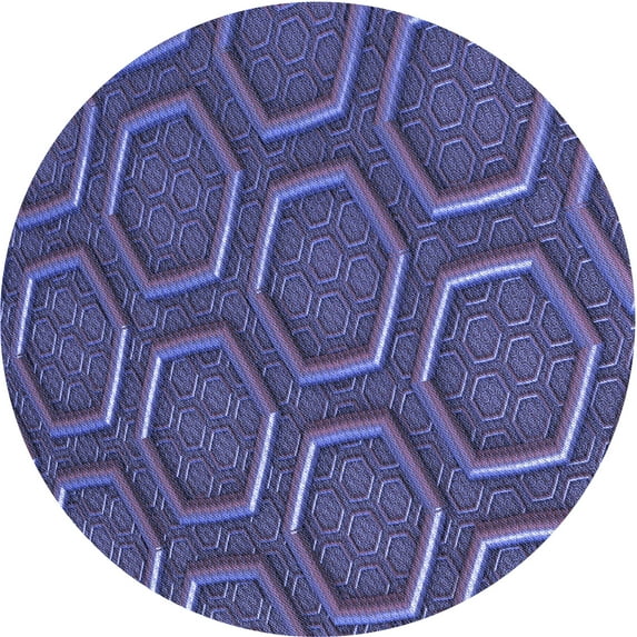 Ahgly Company Machine Washable Indoor Round Transitional Medium Slate Blue Area Rugs, 8' Round