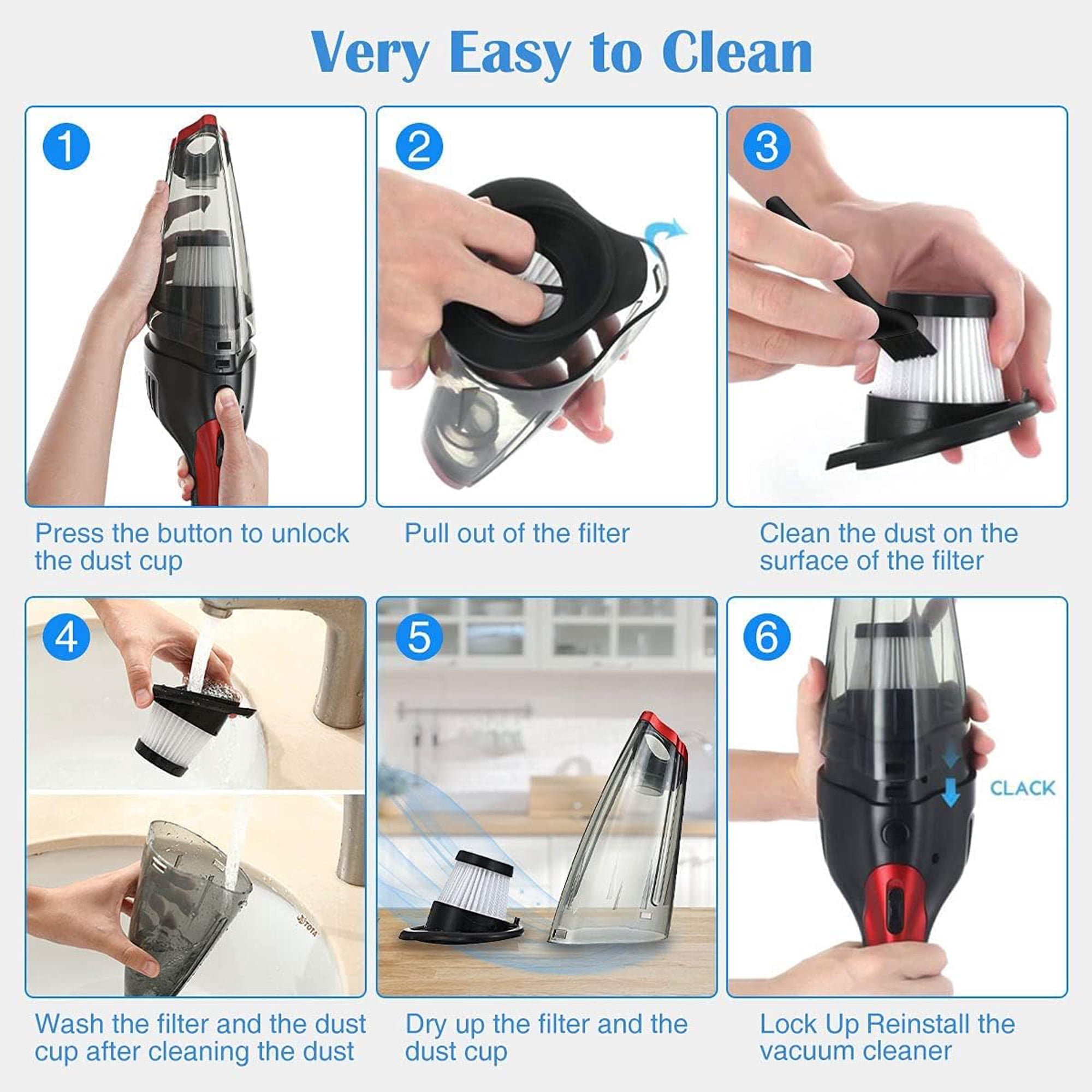 Milex Wet & Dry Handheld Vacuum – Portable Cordless Vacuum Cleaner for Cars, Spills & Small Messes