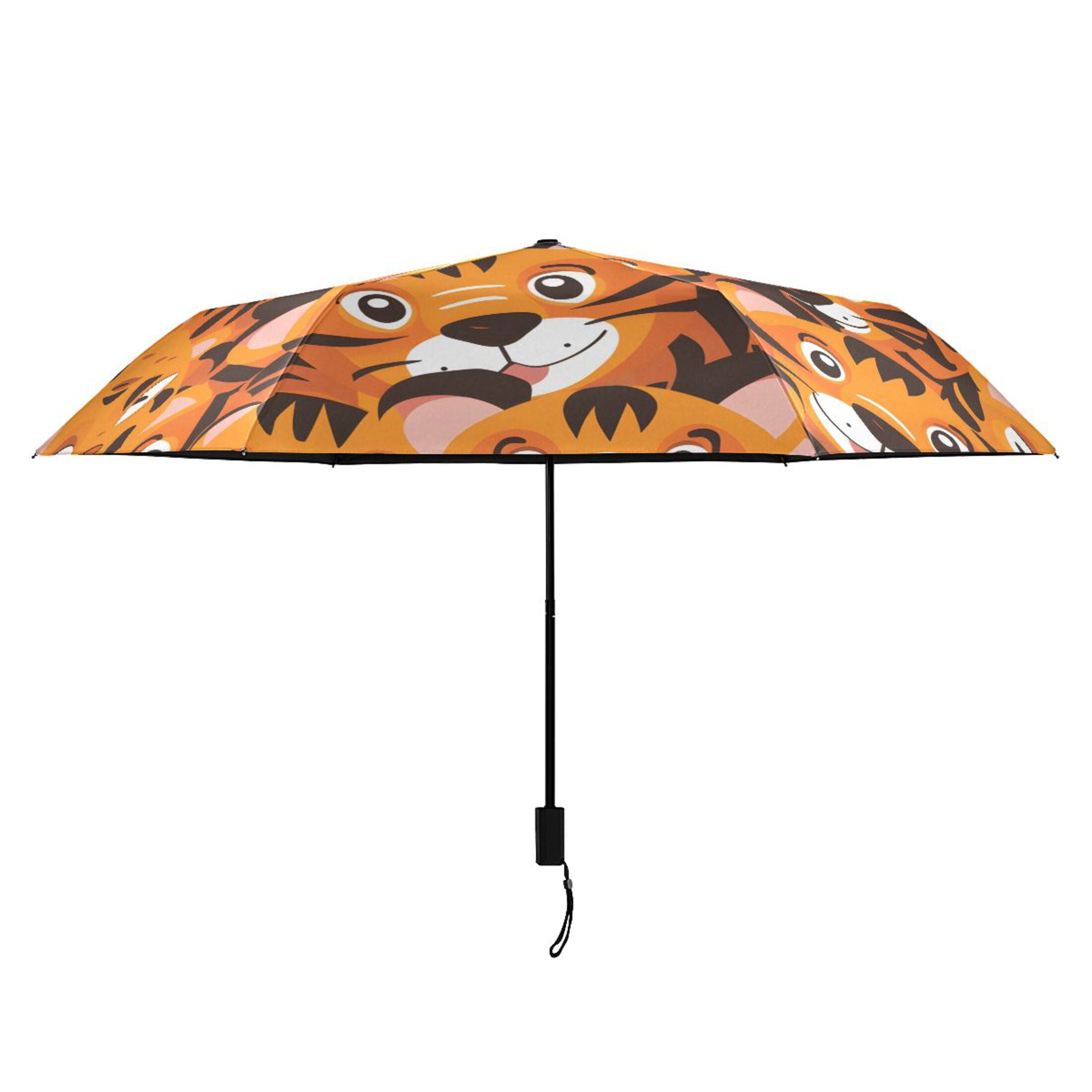 Cute Baby Tigers Compact Sun Umbrella Windproof Travel Umbrellas for Rain Strong Portable UV Protection
