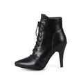 thumbnail image 6 of Stiletto High Heel Dress Combat Boots for Women Leather Lace up Pointed Toe Winter Fall Short Ankle Booties, 6 of 9