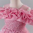 thumbnail image 3 of IBTOM CASTLE Girls Formal Dress Kids Party Wedding Party Birthday Princess Dresses Ball Gown Daughter Dance Dresses Sparkly Round Neck Lace Tiered Tulle Flower Girl Dress 3-4T Pink, 3 of 7