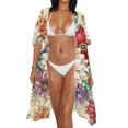 thumbnail image 3 of HELLHERO High Quality Fabrics Swimwear Coverup for Poolside Breathable Free Size Long Kimono Swimsuit Cover Up Flowers Pattern, 3 of 6