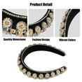 thumbnail image 3 of Diadema con diamantes de imitación ostentosos Diadema con borde ancho de franela en tono dorado con diamantes de imitación de doble capa para mujer 5.71 "x1.30", 3 of 7