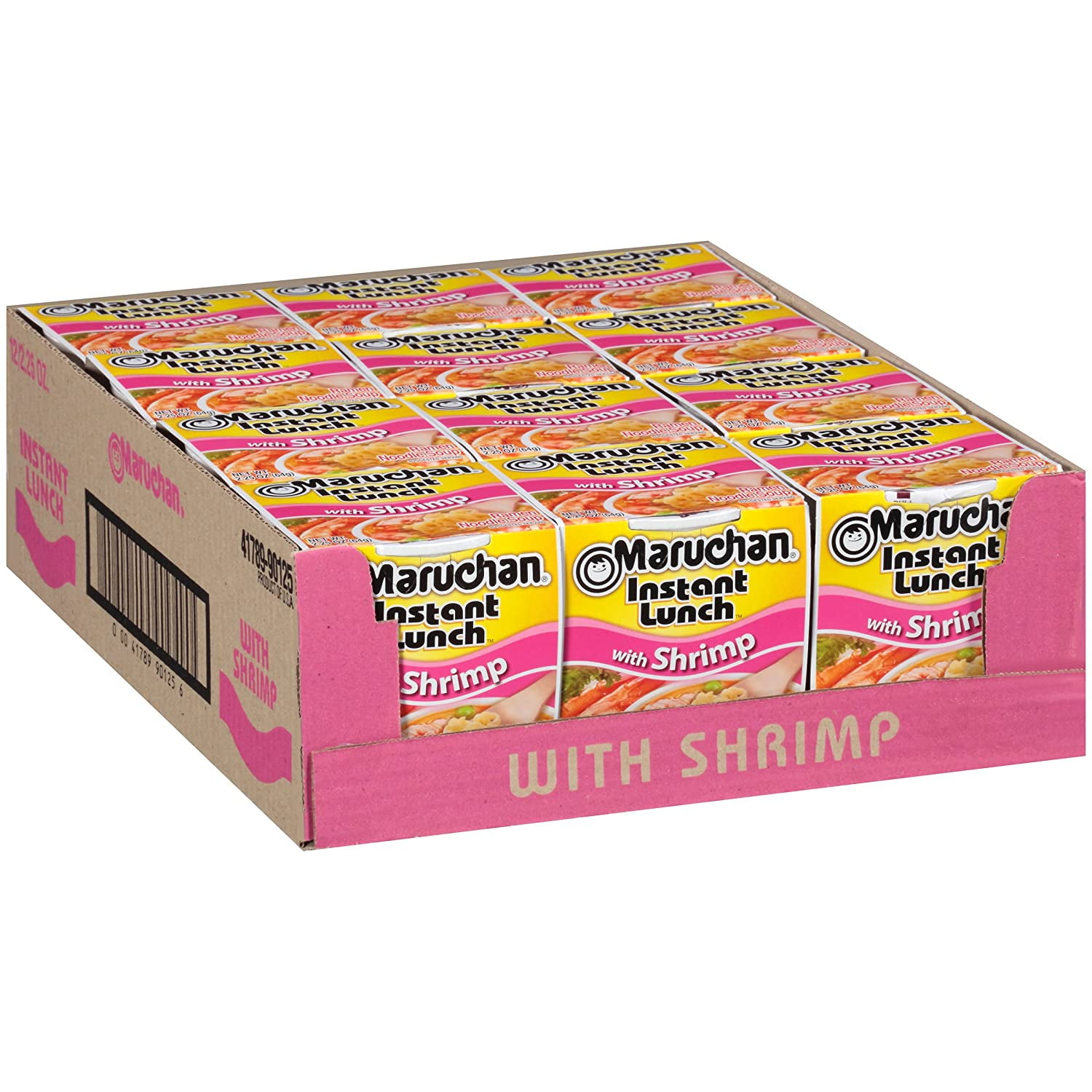 Maruchan Ramen Cup Noodles Instant 24 Count - 12 Hot and Spicy Shrimp cups & 12 Shrimp cups Lunch / Dinner Variety, 2 Flavors