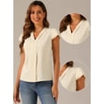 thumbnail image 2 of DARING DIVA Women's Summer Office Tops V-Neck Solid Color Chiffon Blouse L Apricot, 2 of 6