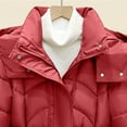 thumbnail image 4 of hoksml Women's Mid-Length Slim Fit Winter Coat Toggle Buttons Waisted Puffer Jacket Solid Color Classic Hooded Down Jacket, 4 of 9