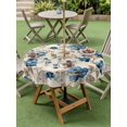 thumbnail image 4 of Outdoor Tablecloth with Umbrella Hole for Patio/Picnic/Party/Camping, Blue Flowers Waterproof Table Cloth Round Cover Washable, Spring Floral Brown Leaves Botanical Retro Beige (Dia 54"), 4 of 9