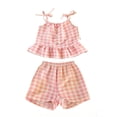 thumbnail image 6 of Ultrave Girls 2 Piece Gingham Outfit, Tie Shoulder Ruffle Cami Top & Shorts Set, Cute Summer Clothes for 1-10 Y, 6 of 7