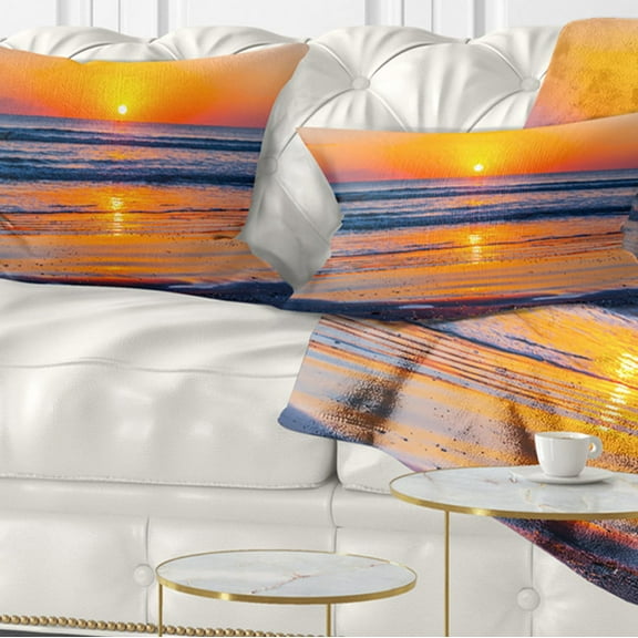 Designart 12" x 20" Blue Polyester Throw Pillow