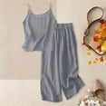 thumbnail image 5 of XXWXYD Linen Sets for Girls 2 Piece Summer Travel Vacation Outfits Spaghetti Strap Tank Top and Pants Teen Girl Fashion Beach Outfit, 5 of 7