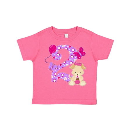 

Inktastic Second Birthday with Cute Puppy and Butterflies Gift Toddler Boy or Toddler Girl T-Shirt