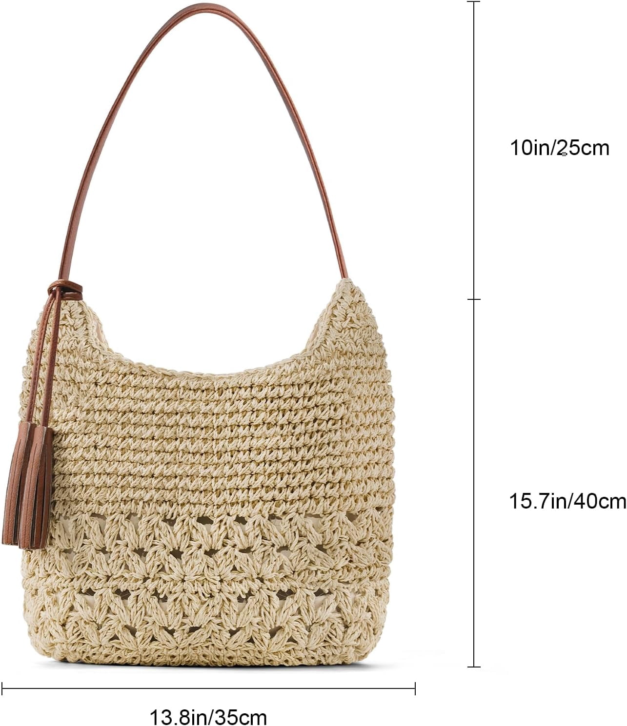 Straw Purses for Women 2025, Large Beach Bag Summer Woven Tote Bag with Tassels Beach Tote for Vacation
