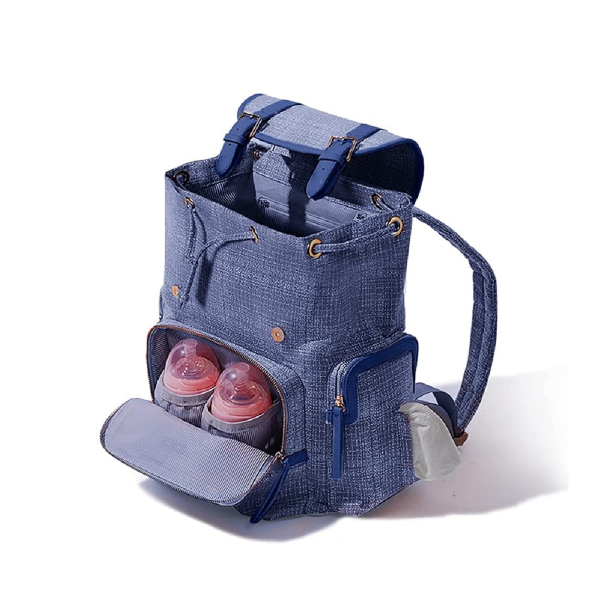 Sunveno Tweed Backpack Large Capacity Diaper Bag Nappy Organizer Backpack, Blue