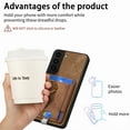 thumbnail image 4 of for Samsung Galaxy S22 Plus Wallet Case with Detachable Card Holder & 360° Rotation Finger Ring Holder Stand, Shockproof PU Leather Phone case with Card Slot for Men Women for S22 Plus, Brown, 4 of 11
