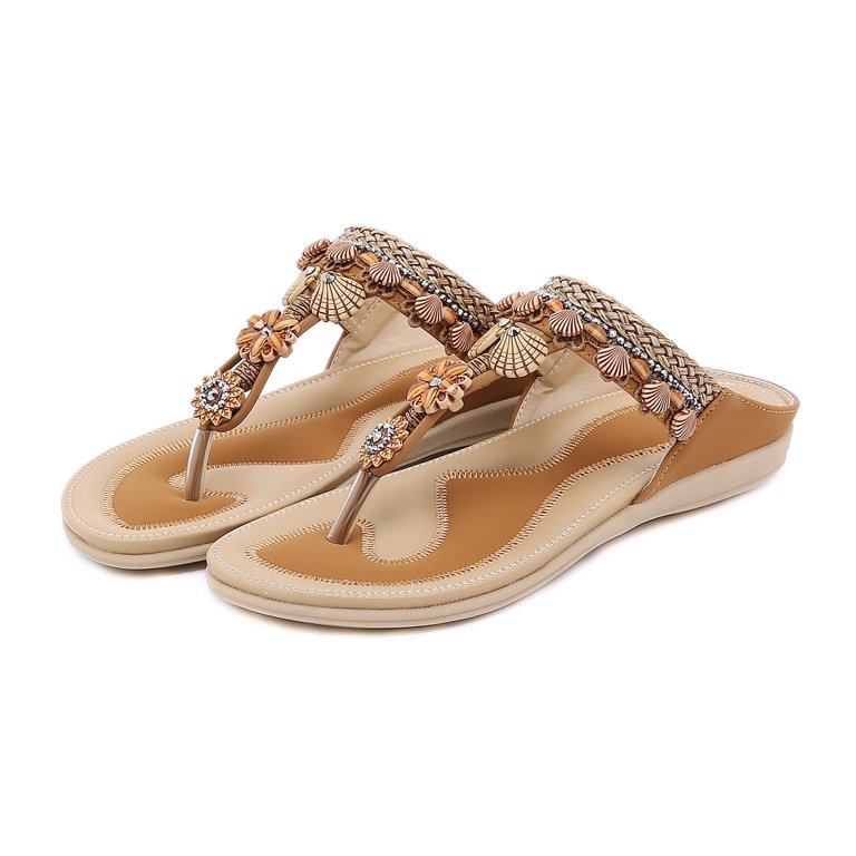 Women Shoes Womens Sandals Flip Flops For Women With Arch Support Comfort  Slip On Casual Bohemia Beach Rhinestone Sandal Travel Walking Flats Shoes