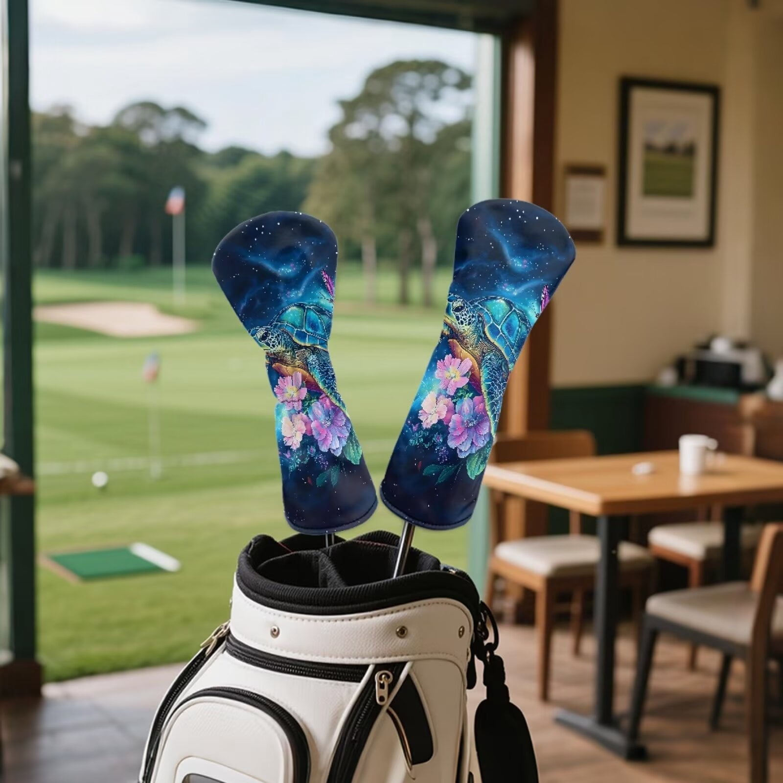 Uorisanigo Boho Turtle Golf Club Covers Set, Driver Fariway Wood Hybrid Headcover Set of 3, 3/5 Woods Headcover Leather Golf Club Head Covers, Golfer Gift Accessory for Women Men