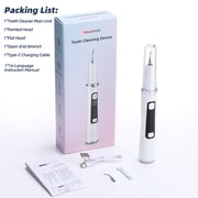 Plaque Remover for Teeth, Tooth Scraper Polisher, Ultrasonic Tooth Cleaner Dental Tartar Calculus Remover with LED Light Teeth / 5 Adjustable Modes ,Cleaning Kit Safe for Adult Kids (White)