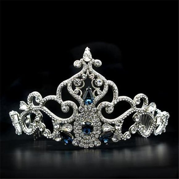 Women Imitation Rhodium Brass Tiaras & Hair Clip with Top Grade Crystal in Montana