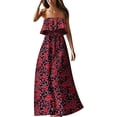 thumbnail image 1 of Robes d'Été pour Femmes Bleu et Blanc en Porcelaine Sans Bretelles Boho Maxi Longue Robe, 1 of 5