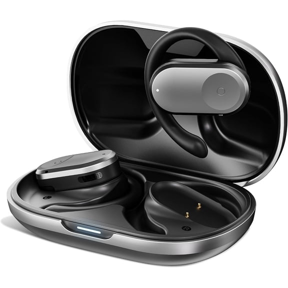 Wireless Bluetooth 5.4 Earbuds with Big Earhooks, Ultra-Comfort Open Ear Earbuds, 58 Hours HD Stereo Sound Over Ear Earphones, IP7 Waterproof Headset for Workouts, Black