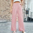 thumbnail image 4 of Quinlirra Womens Pants Dressy Casual Women's Solid Color High-Waisted Casual Wide-Leg Pants, 4 of 5