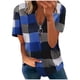 thumbnail image 1 of Blusa de camiseta informal con cremallera y estampado de manga corta con cuello en V de verano para mujer con estilo OAVQHLG3B Store lin121212, 1 of 5