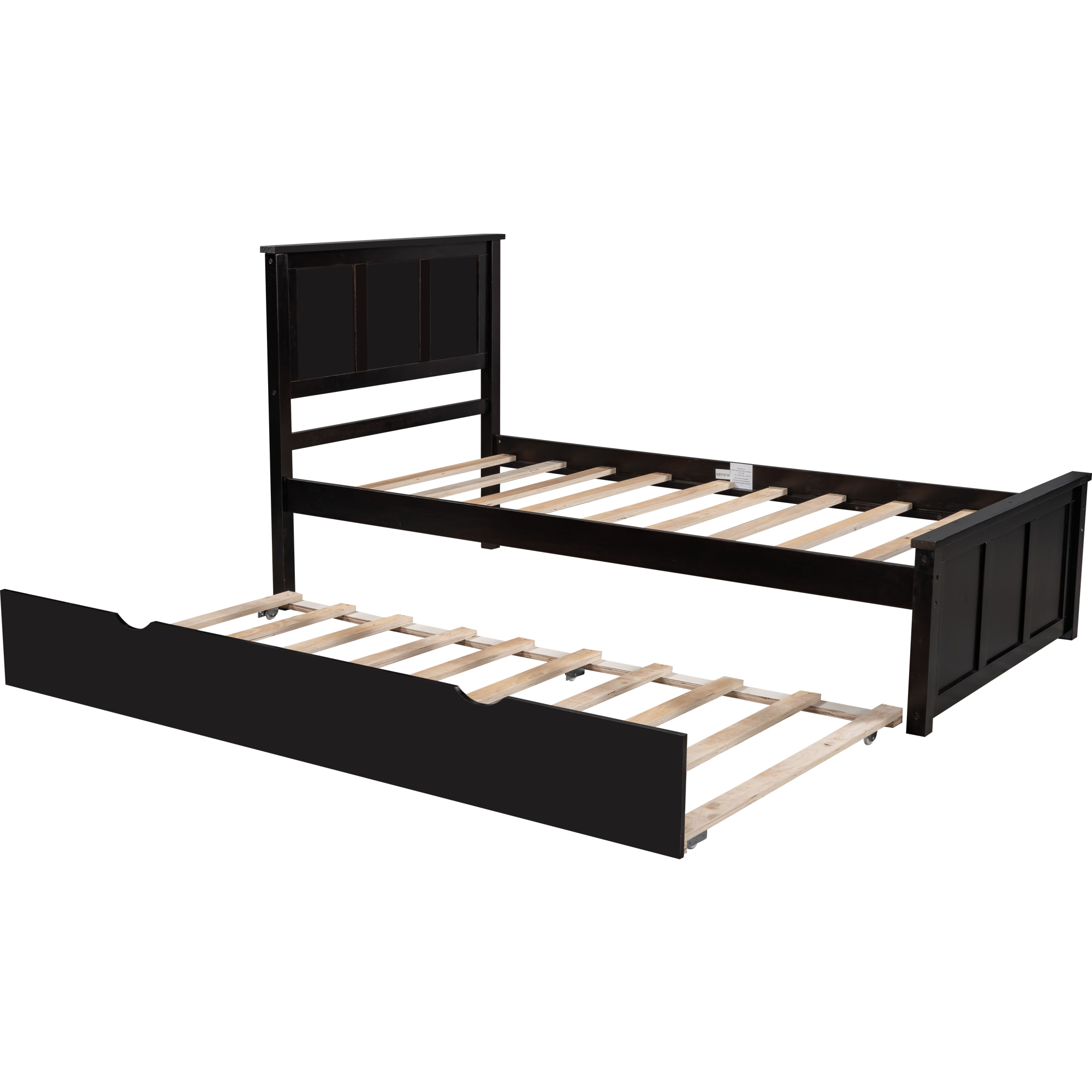 Euroco Wood Twin Platform Bed with Headboard & Trundle for Child ...