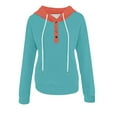 thumbnail image 6 of Uootdi Hoodie for Women Oversized Button Down Color Block Long Sleeve Sweatshirt Quarter Buttons Pullover Gift Fall Winter Comf y Shirts, 6 of 6