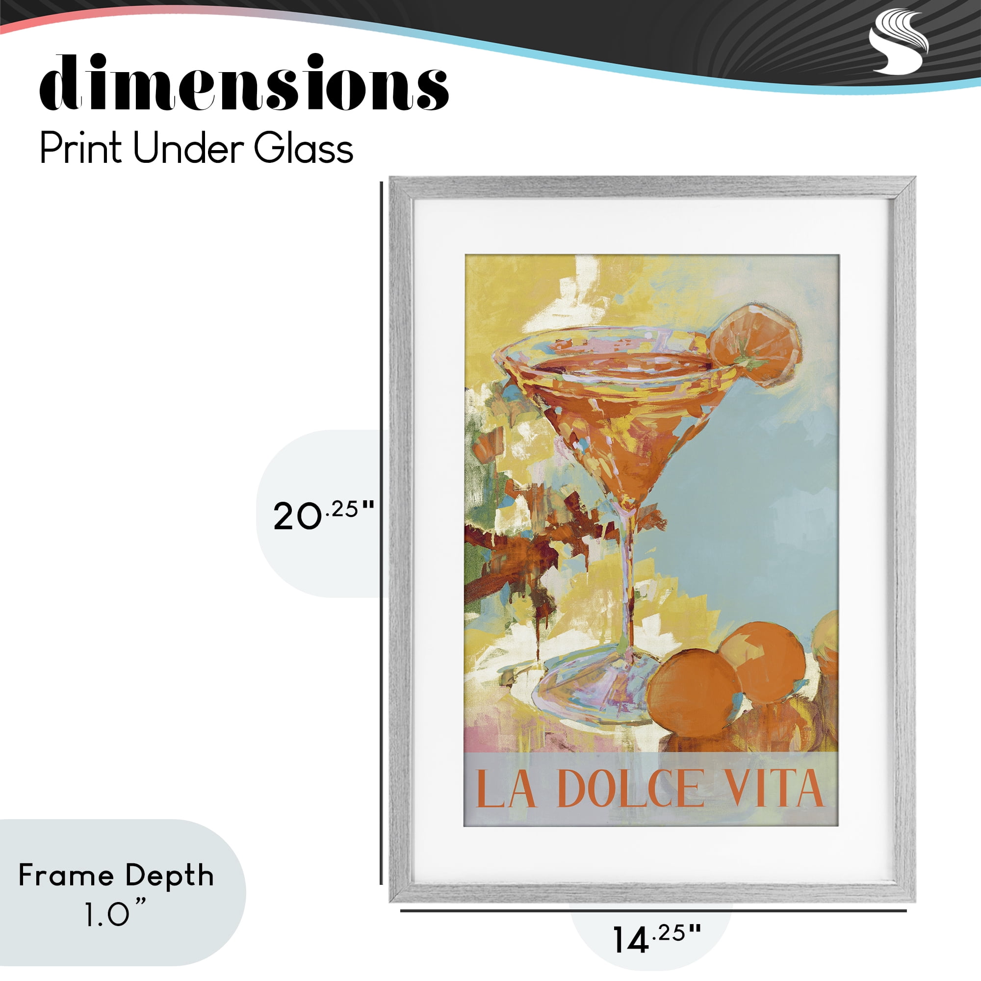 Stupell Industries La Dolce Vita Citrus Cocktail Gray Framed Print Under Glass, design by Jane Slivka